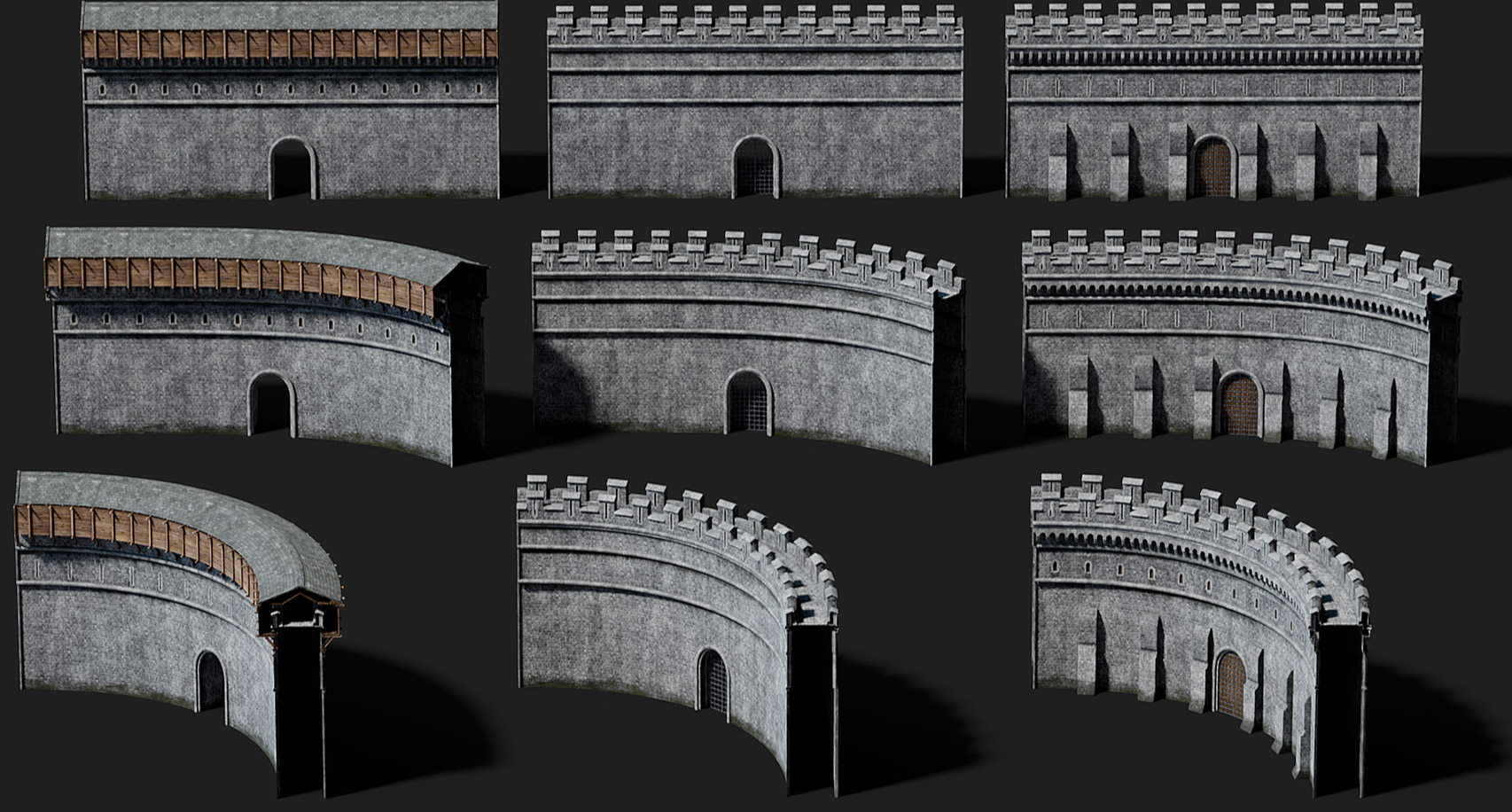 Download castle wall 3D models for free