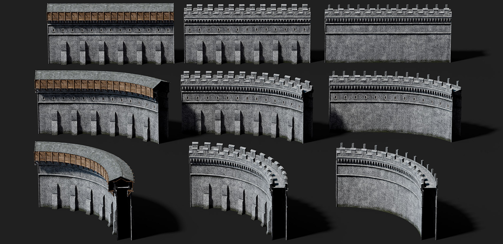 Download castle wall 3D models for free