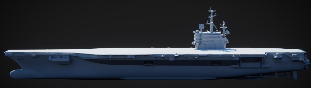 Download Aircraft Carrier 3D Model for Blender and Unreal Engine - Front