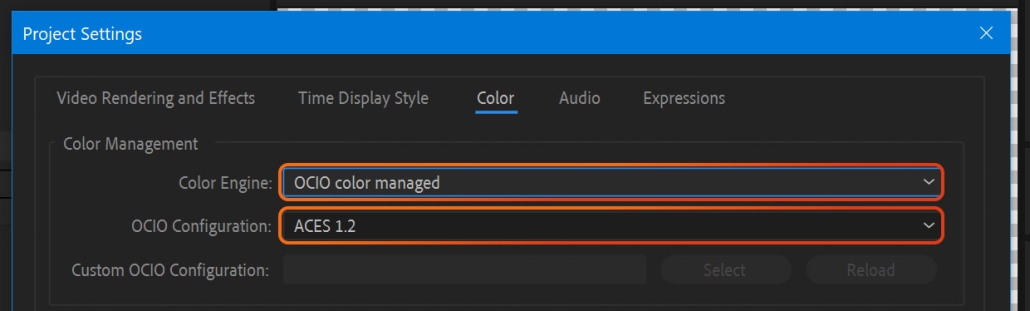 How to use ACES in After Effects Tutorial Project Settings